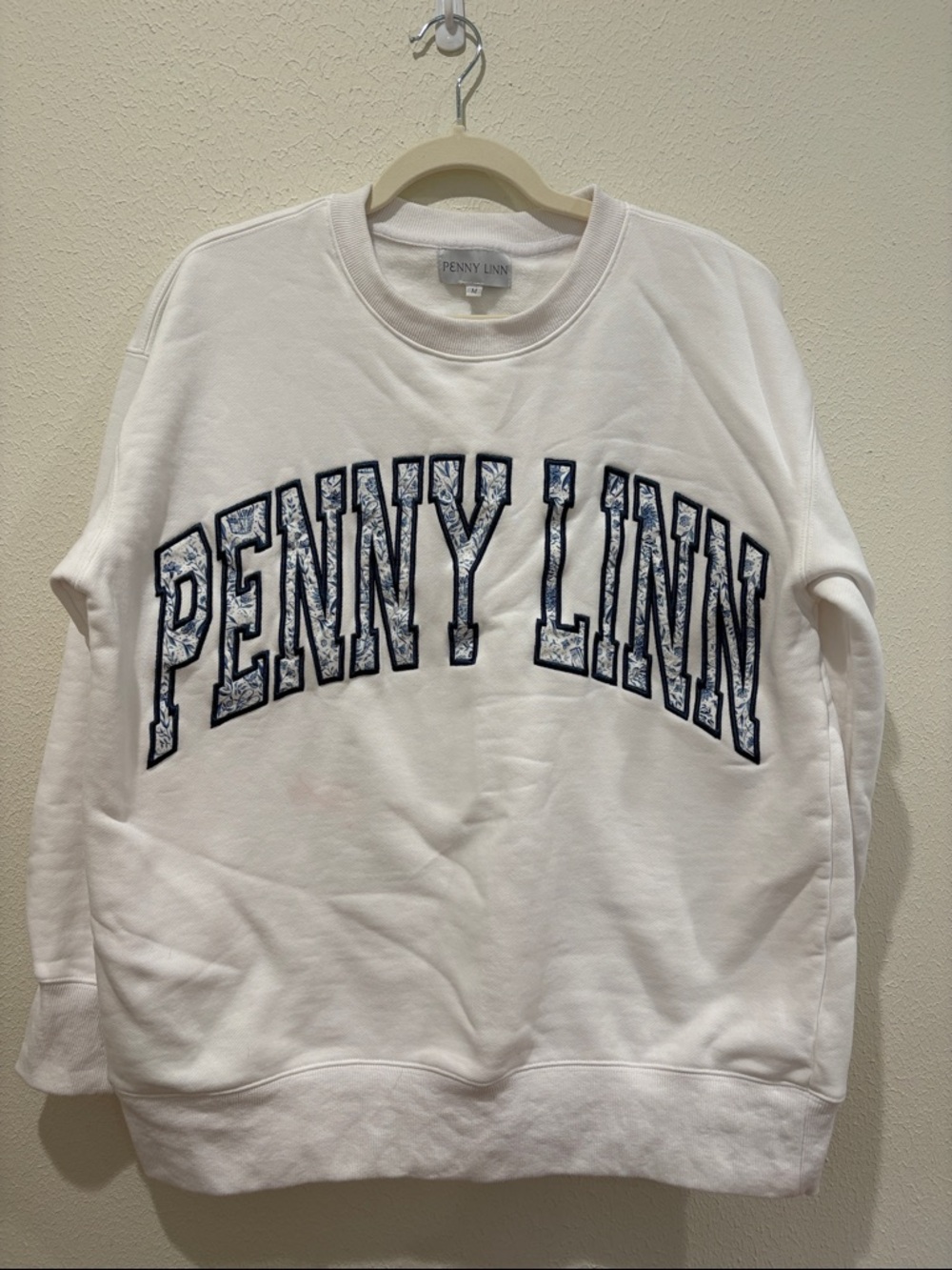 Penny Linn White Logo Pullover Varsity Crew